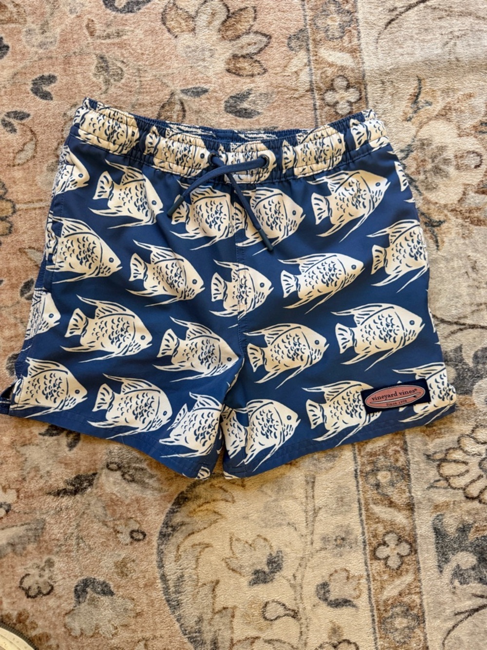 Vineyard Vines Navy and Cream Angelfish Swim Shorts